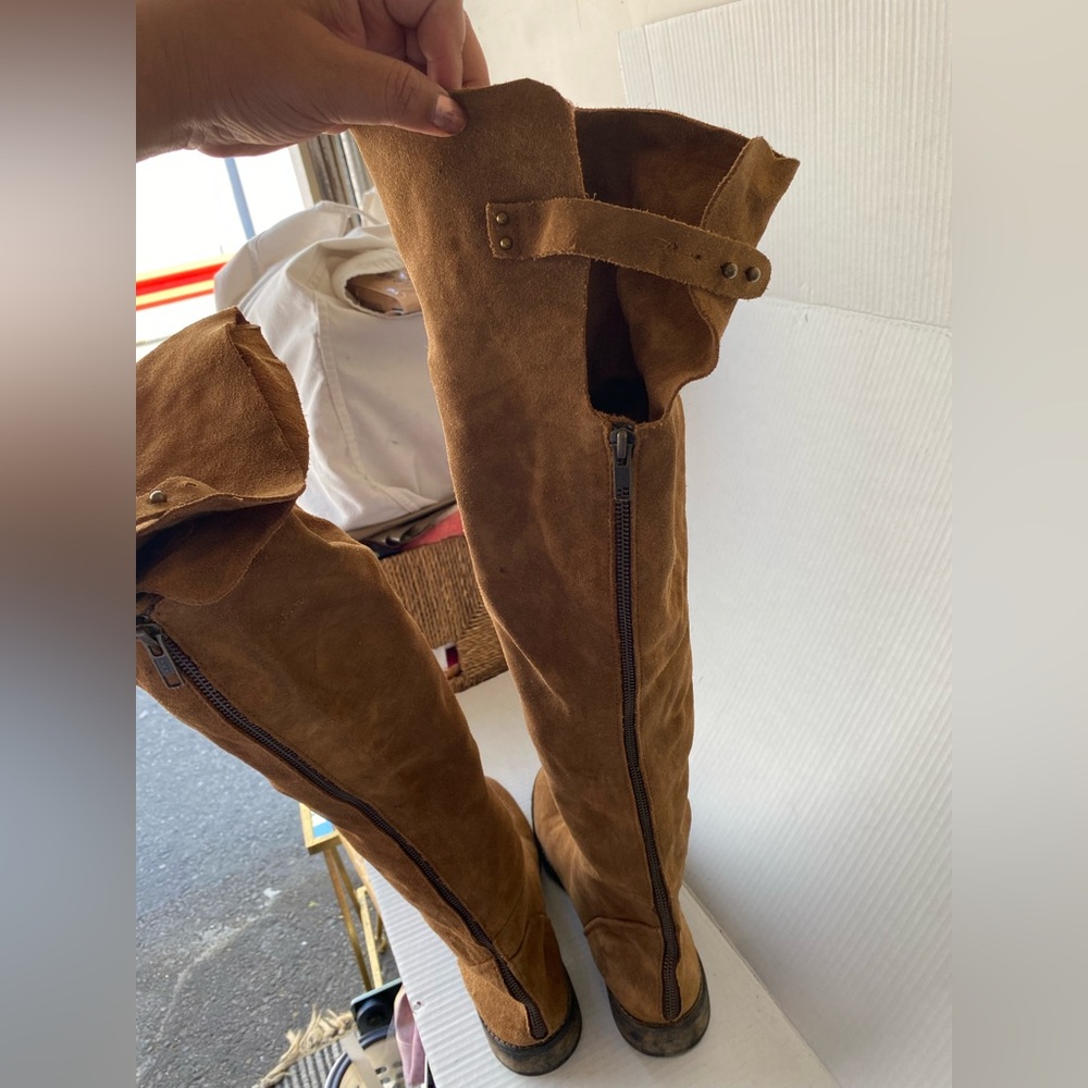 Free People Carlisle Suede Over The Knee Boots Honey Whiskey Size 41 US 10 - Picture 11 of 14